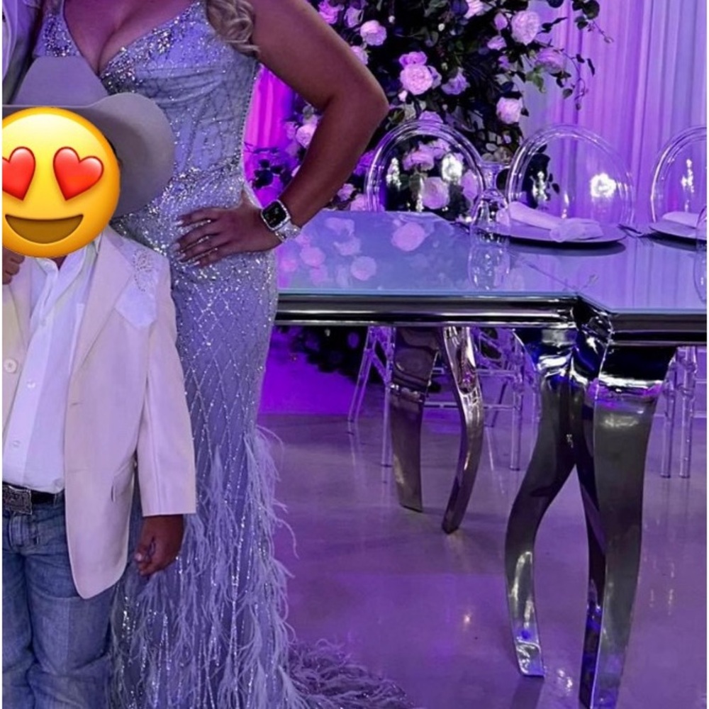 Sliver w/AB glass stones, very stunning &!elegant dress 🤍